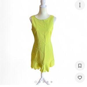 Jcrew Neon Yellow/Green Scalloped Sheath Size 6